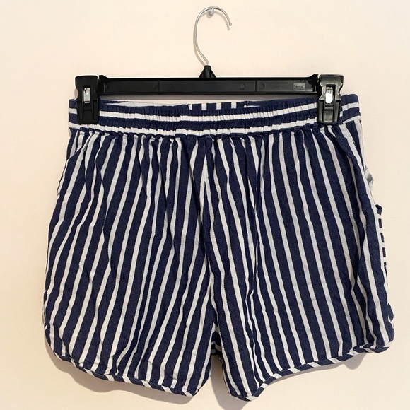 TAKARA Blue and White Striped Nautical High Waisted Tie Front Shorts 100% Cotton - Picture 4 of 13